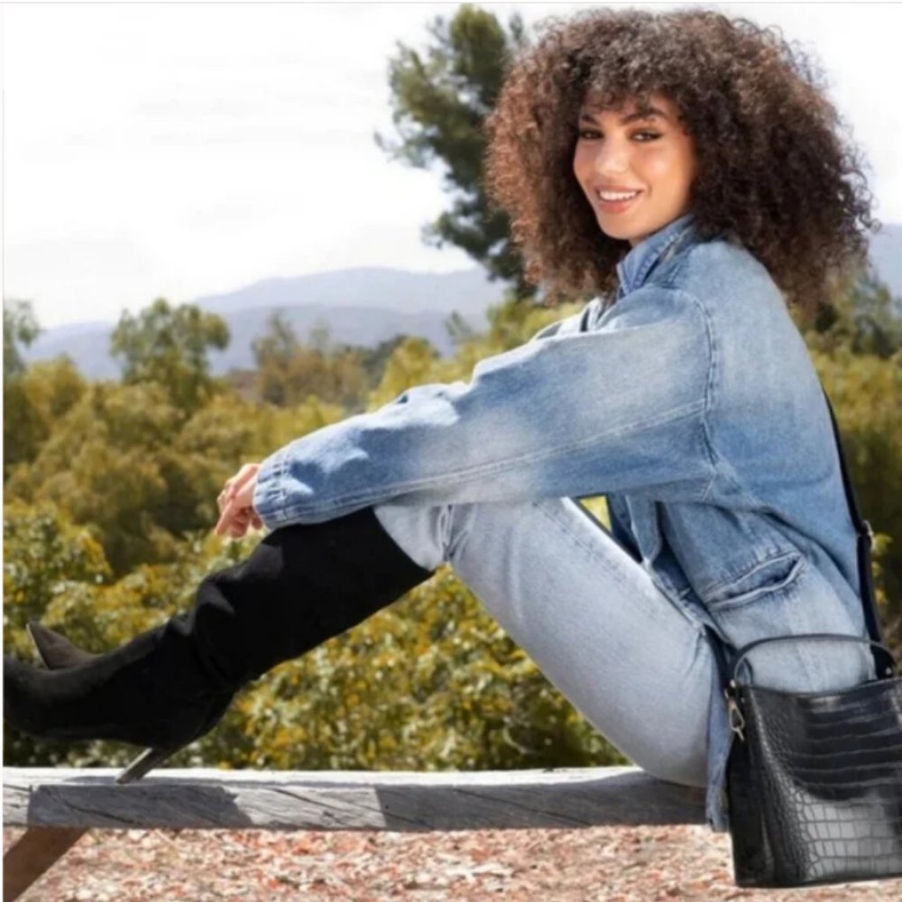 All of the Above AOTA Elena Croc Embossed Vegan Leather Bucket Bag Black - NWT - Picture 3 of 17